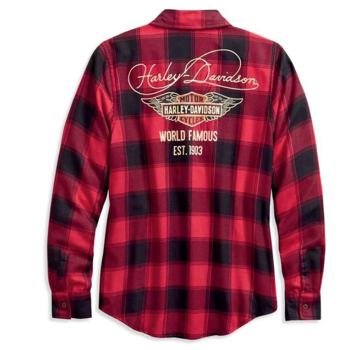 Harley Davidson Women's World Famous Plaid Long Sleeve Shirt 96168-20VW