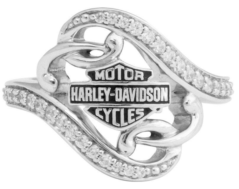Harley-Davidson Women's Bling Filigree Bar & Shield Ring, Silver Finish HDR0473