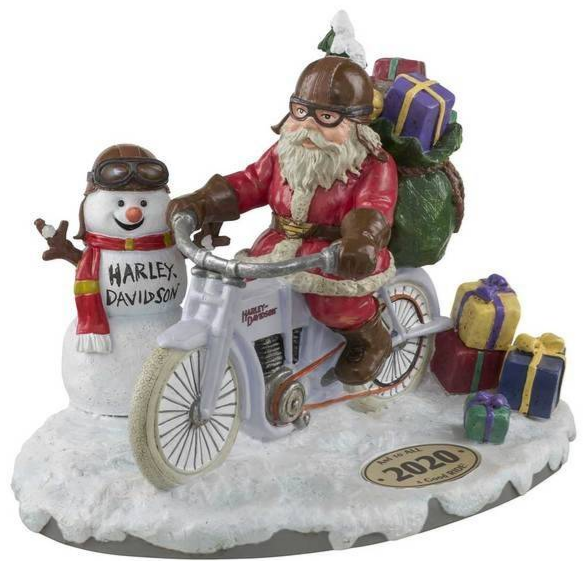 Harley Davidson Custom Sculpted 2020 Biker Santa & Snowman Figurine