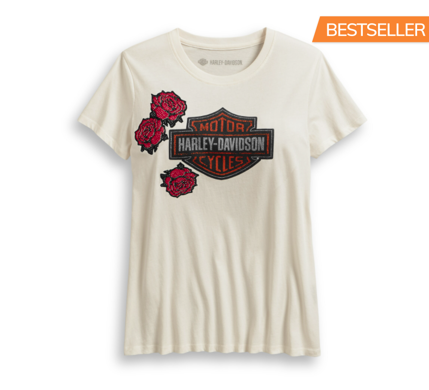 Harley Davidson Women's Roses & Logo Tee 96182-20VW