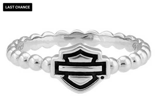 Harley-Davidson Women's Bar & Shield Outline Beaded Stackable Ring HDR0499